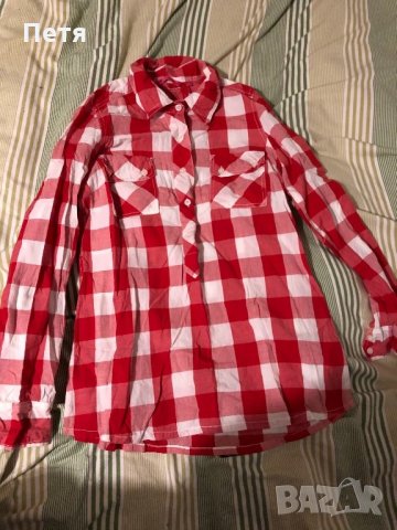 Дамска риза червено и бяло каре, снимка 1