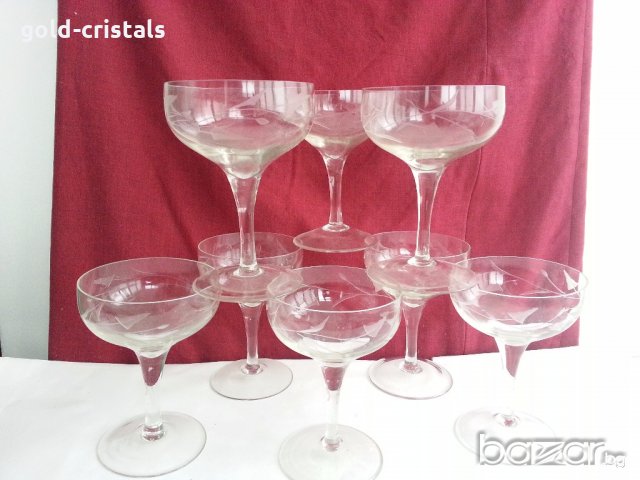  стъклени чаши гравирани , снимка 3 - Антикварни и старинни предмети - 20390027