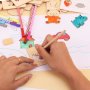 Детски комплект за рисуване с много формички от дърво + флумастри с книжка, снимка 12