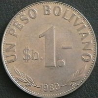 1 песо боливиано 1980, Боливия, снимка 1 - Нумизматика и бонистика - 24889673