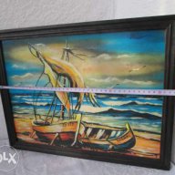 Картина с рамка - морски пейзаж, лодки, море, маринистика, снимка 5 - Картини - 16256957