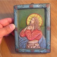 †икона на Исус, икона на Исус Христос със сертификат в корпус от масивна дървеси, снимка 1 - Икони - 18778590