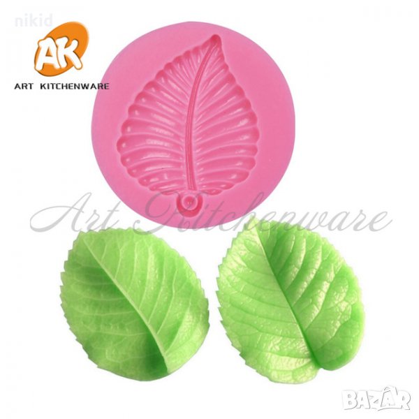 Заострено обло релефно листенце листо кръг силиконов молд декорация украса фондан торта мъфини и др, снимка 1