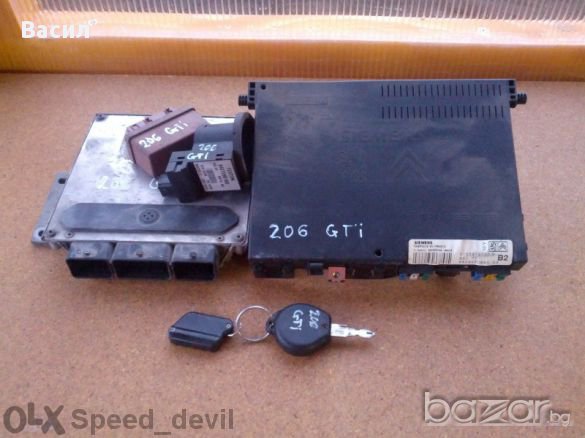 Компютър с Bsi модул и ключ за пежо 206 Gti 2.0 16v, снимка 1