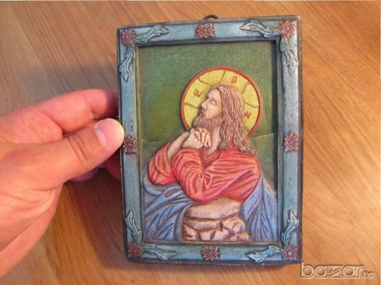 †икона на Исус, икона на Исус Христос със сертификат в корпус от масивна дървеси, снимка 1