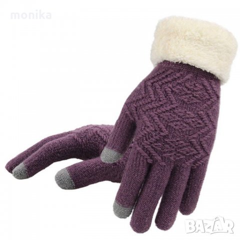 Дамски зимни екранни ръкавици Елегантни пълен пръст, снимка 2 - Шапки - 23385636