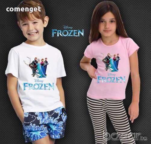 New! Уникални детски тениски Frozen / Замръзналото Кралство! Поръчай тениска С Твоя Снимка! 