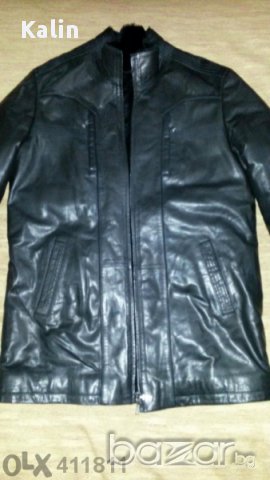 Дизайнерски Черен кожен Кабан, снимка 7 - Якета - 11916795