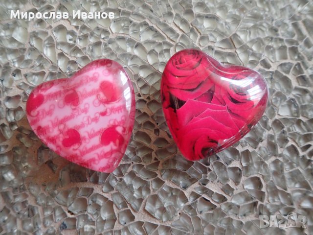 " Розовин стъклени сърца " - магнити от Германия