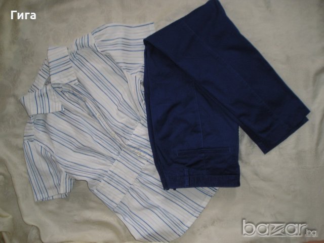 Лот син панталон и  риза L-ки, снимка 2 - Ризи - 18179980