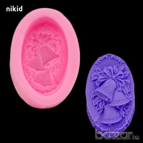 Коледни камбани с пандела дълбок силиконов молд форма за украса торта фондан гипс сапун шоколад