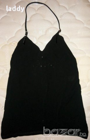 Нов черен топ с кожена призрамка