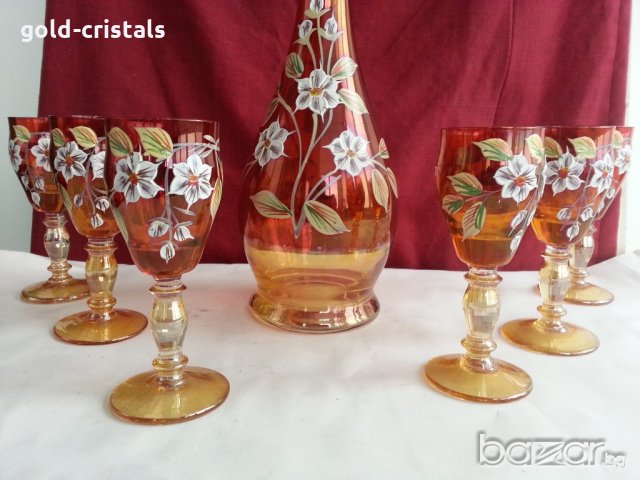Кристален сервиз  Бохемия гарафа и 6бр чаши , снимка 5 - Антикварни и старинни предмети - 20824620