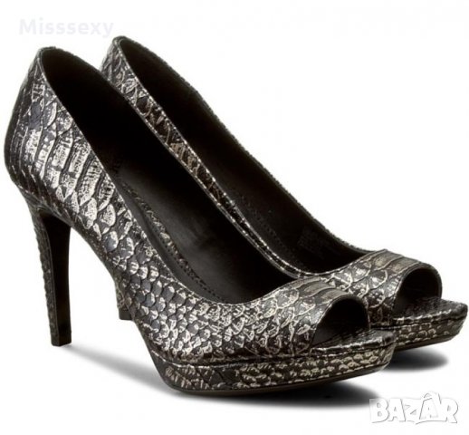 ПРОМО 🍊 CALVIN KLEIN № 37-38-39 🍊 Дамски кожени сандали в черно сребристо нови с кутия, снимка 8 - Дамски елегантни обувки - 21972391