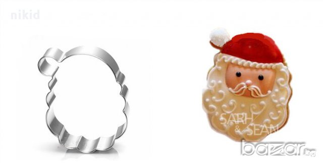 5 бр коледни снежинка елен Снежен човек дядо Коледа бастунче метални форми резци за тесто фондан, снимка 4 - Форми - 12935332