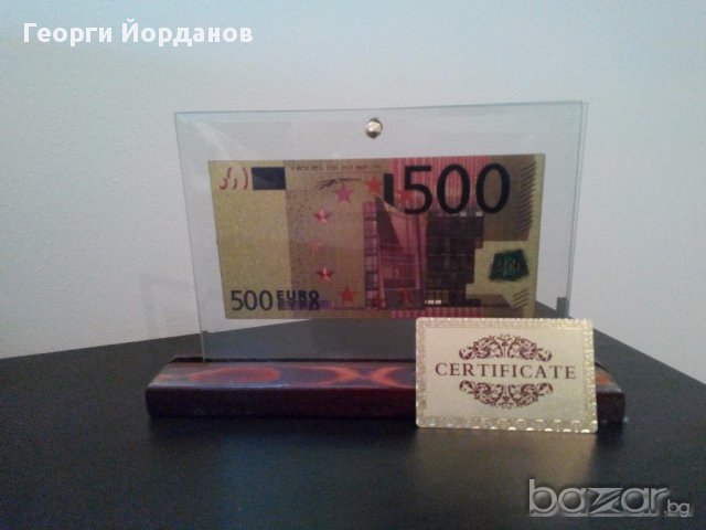 Сувенири банкноти 100 златни долара в стъклена поставка и масивно дърво + Сертификат, снимка 12 - Нумизматика и бонистика - 8641322