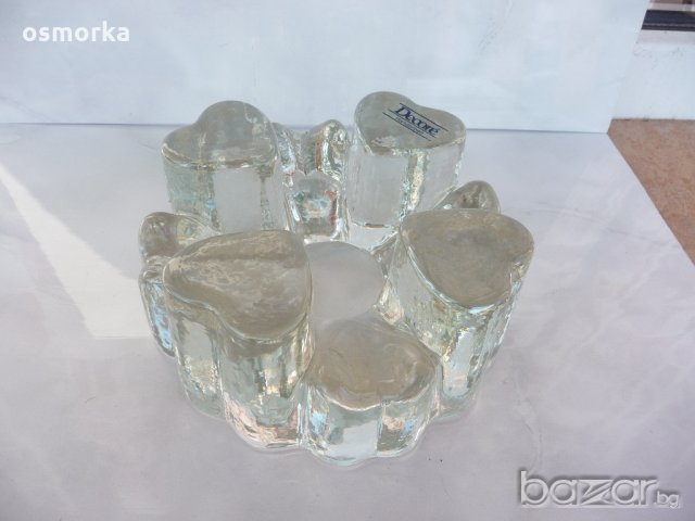 Голям тежък стъклен пепелник за цигари и пури на сърца любов, снимка 2 - Други стоки за дома - 20551809