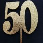 50 години рожден ден твърд плътни числа златист брокатен топер украса за торта декор парти юбилей