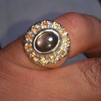 Сребърен пръстен със сапфири, снимка 1 - Пръстени - 19244174