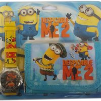 Детски комплект портмоне с картинка Миньон и часовник , снимка 1 - Други - 24554490