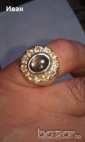 Сребърен пръстен със сапфири