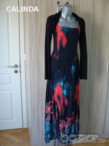 Дълга рокля червено,черно и синьо, снимка 2 - Рокли - 12037949
