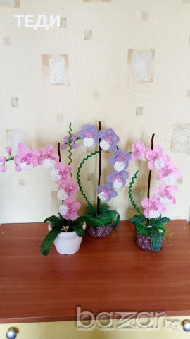 Орхидея от мъниста, снимка 11 - Декорация за дома - 16986339