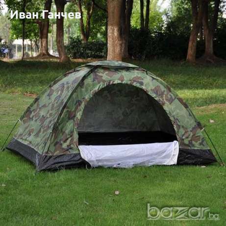 Нова четириместна камофлажна палатка с комарник 208;208/145см , снимка 1 - Палатки - 18593645