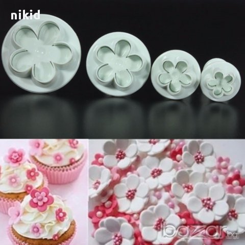 4 цветчета форми с бутало резец за украса декор торта фондан и др