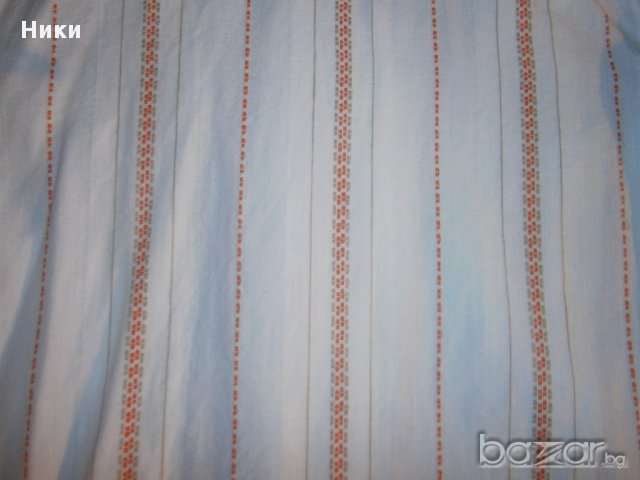 Памучна мъжка риза с къс ръкав - бяла на оранжево райе Xl - 43/44 разм, снимка 3 - Ризи - 11127545