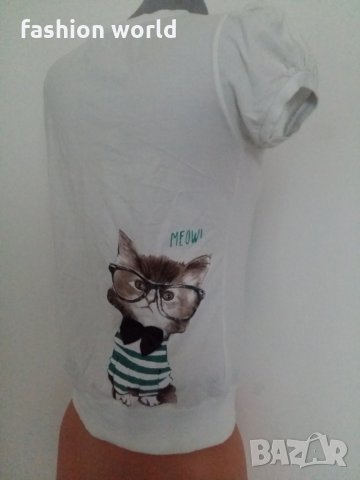 Дамска тениска с коте, снимка 3 - Тениски - 24569184