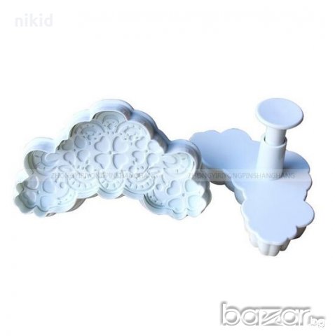 2 бр пластмасови дантели детелина резци бутало релефни украса сладки торта фондан тесто резец форма, снимка 3 - Форми - 18905320