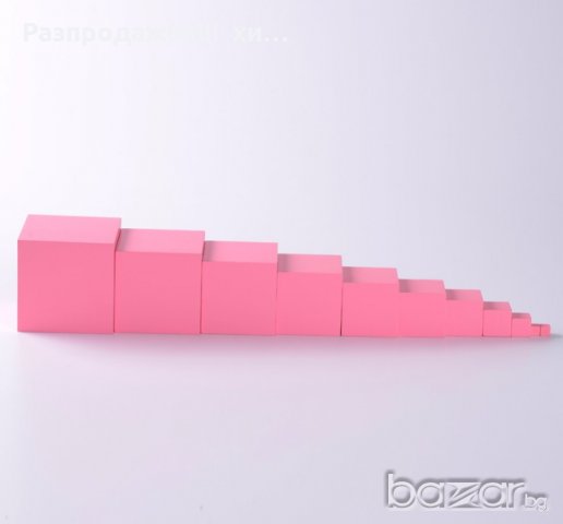 Розовата Кула на Монтесори - малък размер всички Монтесори игри, снимка 4 - Образователни игри - 18587134