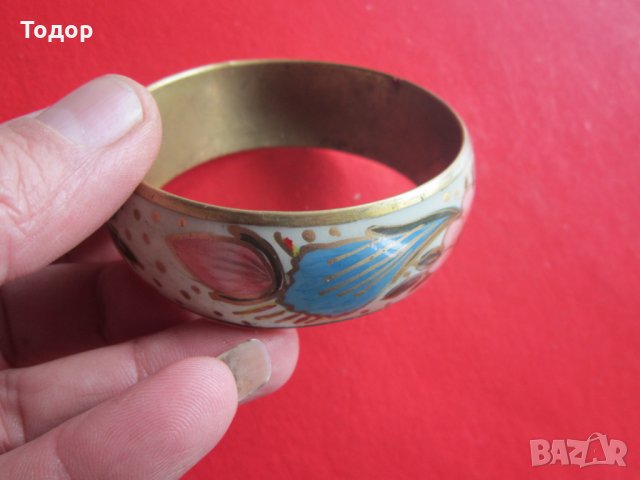 Невероятна бронзова гривна с емайл , снимка 5 - Гривни - 23700645