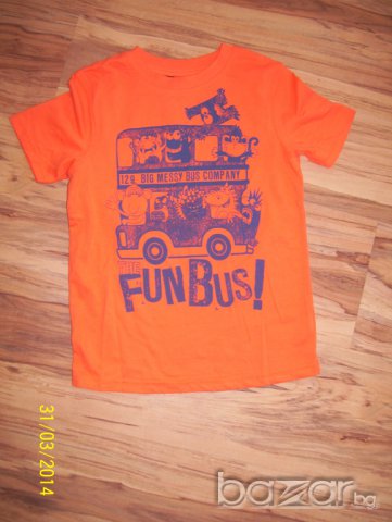 тениска в оранж на George Fun Bus-5/6г. -размер-110-116, снимка 6 - Детски тениски и потници - 7112217