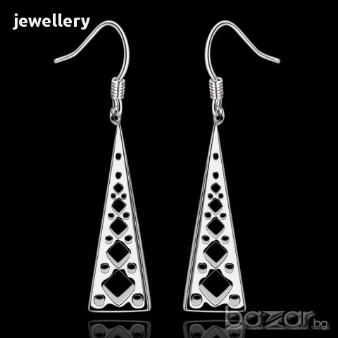 Нови висящи обеци със сребърно покритие и печати 925 - мод.75, снимка 2 - Обеци - 13116441