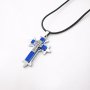 масивен заострен син кръст с циркон + шнур, снимка 2
