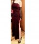 Плюшена вишнево червена рокля с цепка, снимка 1 - Рокли - 22015744