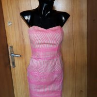 H&М Къса рокля бюстие в светло розово и бежово С