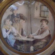 Стара бронзова чиния с мотив., снимка 1 - Антикварни и старинни предмети - 17779374