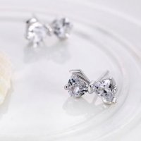 Сребърни обеци - панделка 925 сребро проба BF121, снимка 5 - Обеци - 25813679