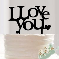 I Love You пластмасов топер украса табела за сватбена сватба торта, снимка 1 - Декорация - 18768941