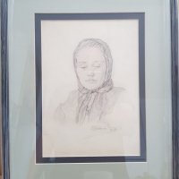 Българка от 1913 година - женски портрет Рисунка - С. Марков, снимка 1 - Картини - 21632661
