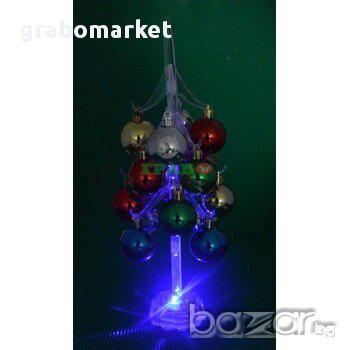 Декоративна елхичка с 16 цветни топки, светеща в различни цветове. Изработена от PVC материал. , снимка 1