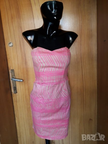 H&М Къса рокля бюстие в светло розово и бежово С, снимка 1