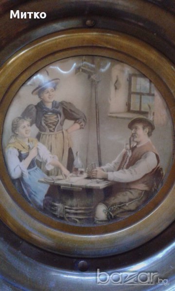 Стара бронзова чиния с мотив., снимка 1