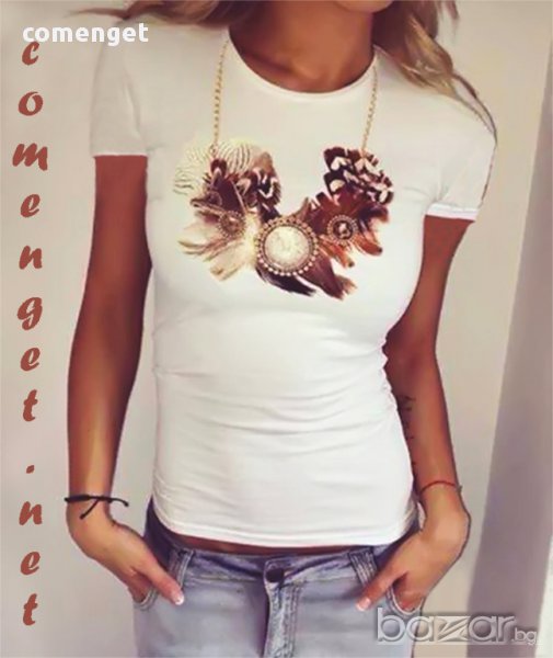 ПОСЛЕДНИ БРОЙКИ! Хитова дамска тениска NATURAL с CK дизайн! Създай модел с твоя снимка!, снимка 1