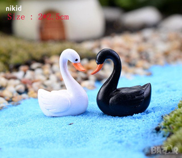 2 бр Двойка мини Лебеди лебед пластмасови фигурки pvc украса декорация торта фигурка, снимка 1