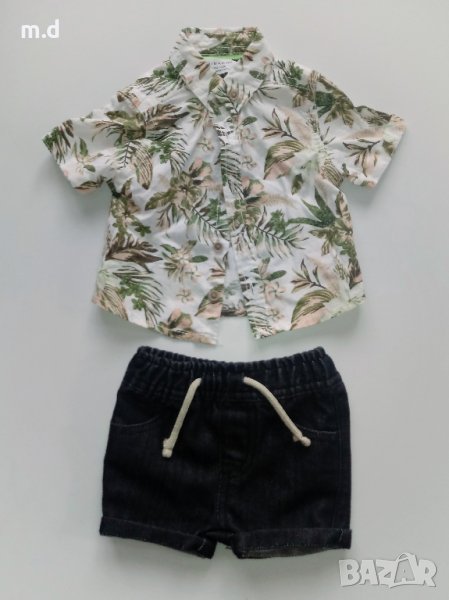 Комплект за бебе, риза и дънкови панталонки, размер 62 см, снимка 1