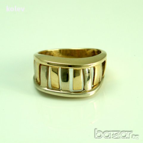 златен пръстен ЖЪЛТО И БЯЛО злато 4.01 грама/ размер №57, снимка 5 - Пръстени - 11214586